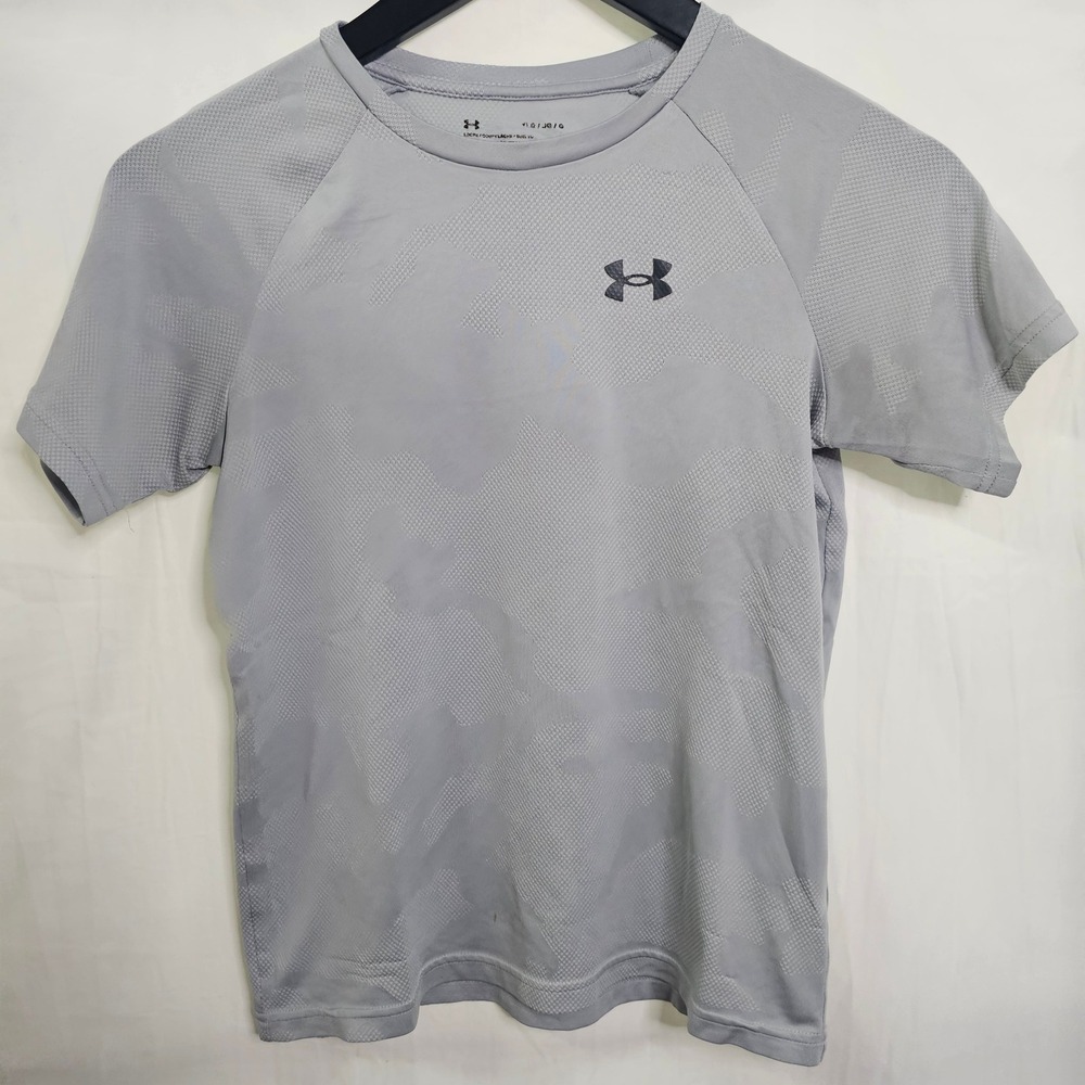 Under Armour Youth Large Grey Camo HeatGear Short Sleeve Athletic T-Shirt